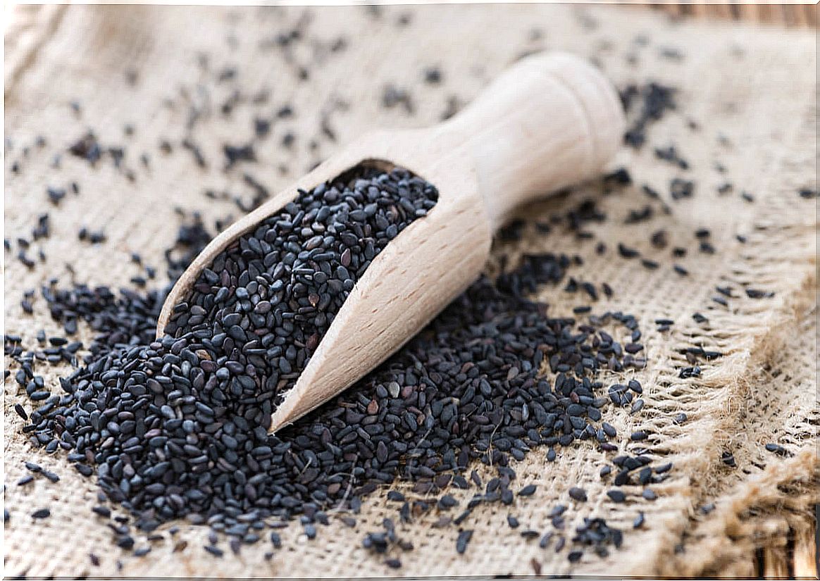 Black sesame seeds.