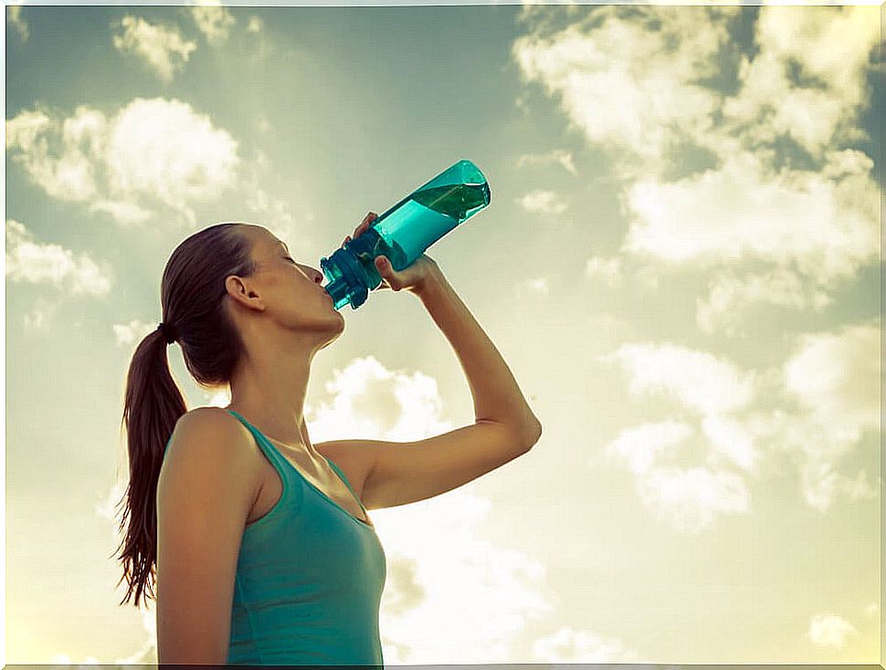 Woman drinking water