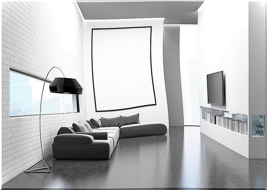 living room with white walls