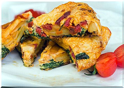 Potato quiche with chorizo.