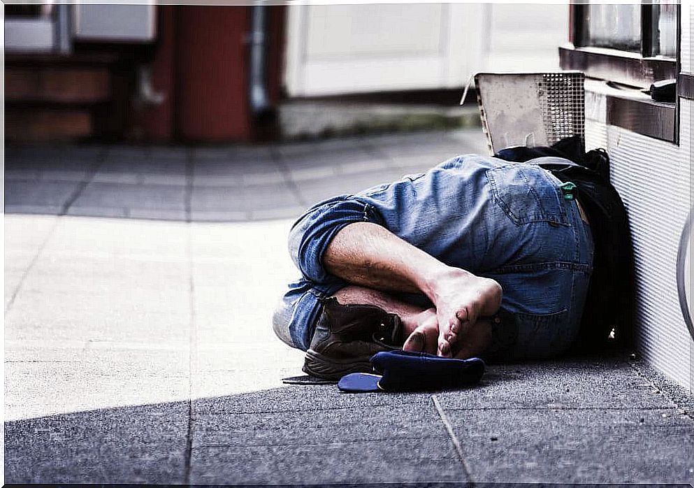 Person sleeping on the street