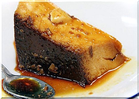 Portion of vanilla flan